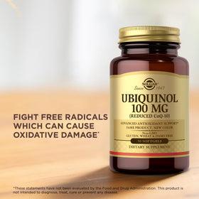 Solgar Ubiquinol 100 mg, gélules dans un pot transparent
