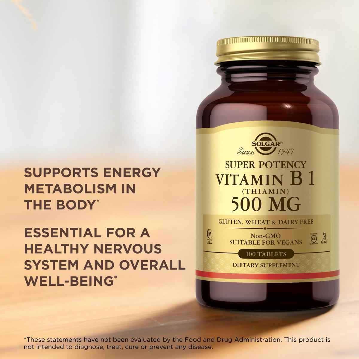Solgar Vitamine B1 500mg montrant les détails des ingrédients