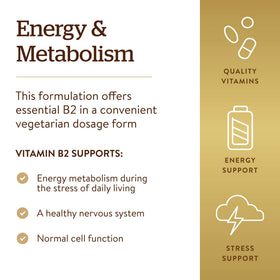 Solgar Vitamine B2 100mg côté de la bouteille