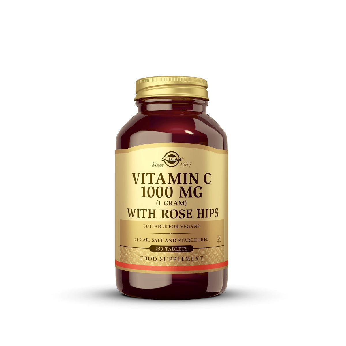 Solgar Vitamine C 1000 mg avec Églantier, 250 comprimés, vue de face