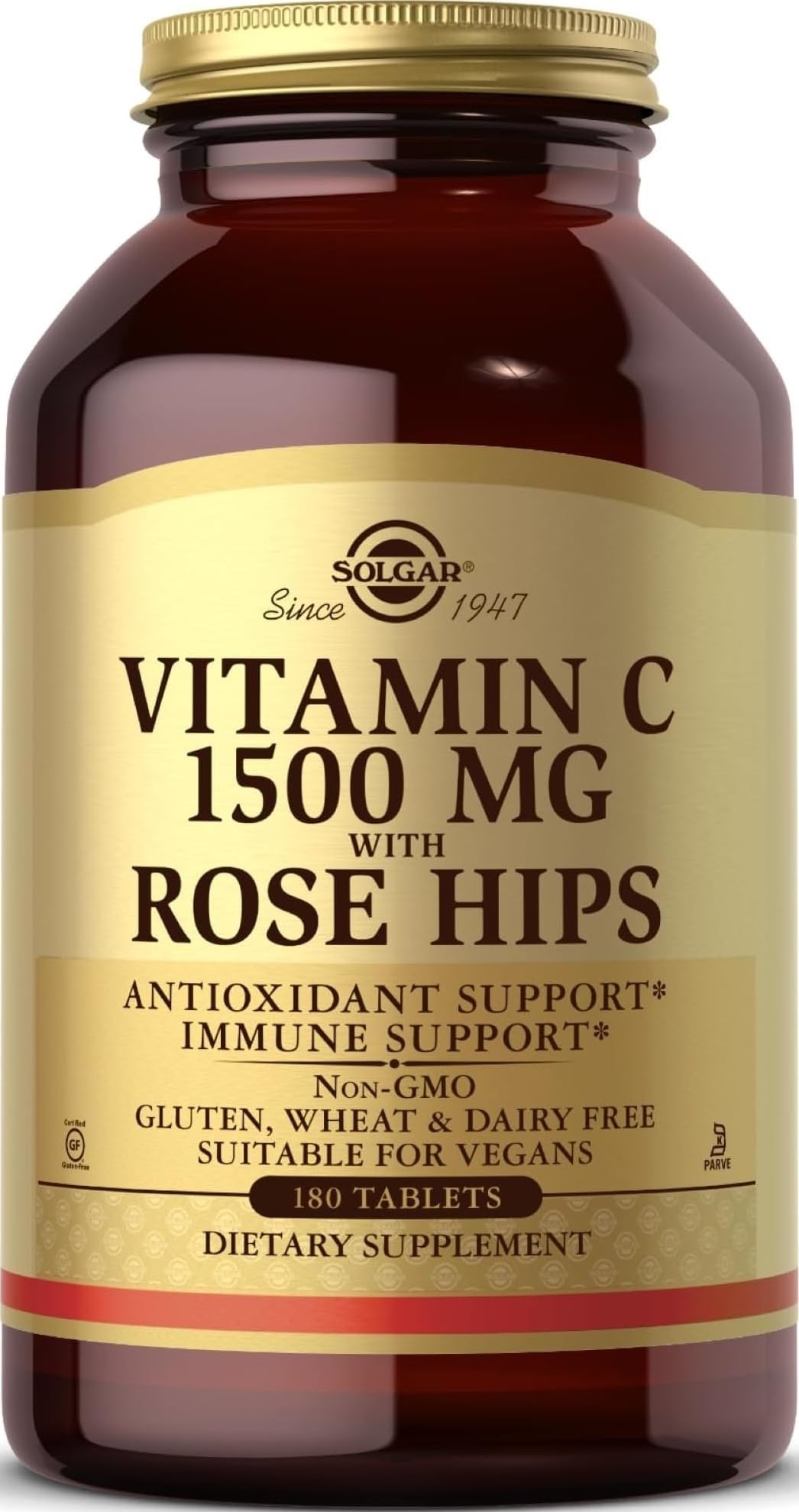 Solgar Vitamine C 1500 mg avec Églantier, 180 comprimés, vue avant