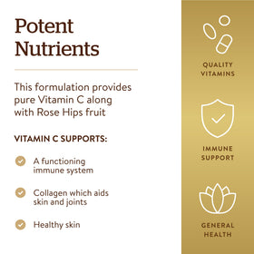 Solgar Vitamine C 1500 mg avec Églantier, comprimés en gros plan