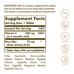 Solgar Vitamine C 500 mg avec Églantier - comprimés en gros plan