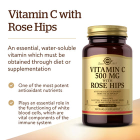Solgar Vitamine C 500 mg avec Églantier - étiquette du produit