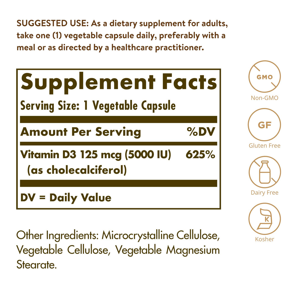 Solgar Vitamine D3 125 Mcg 120 Capsules Végétales - prise de capsules