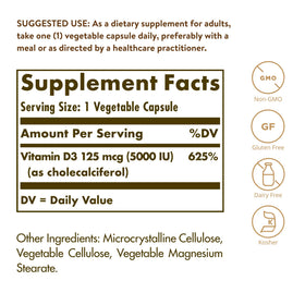 Solgar Vitamine D3 125 Mcg 120 Capsules Végétales - prise de capsules
