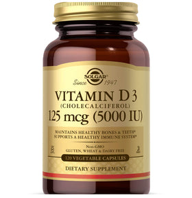 Solgar Vitamine D3 125 Mcg 120 Capsules Végétales - vue de face