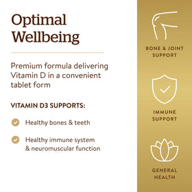 Solgar Vitamine D3 25 MCG 180 comprimés avec étiquette