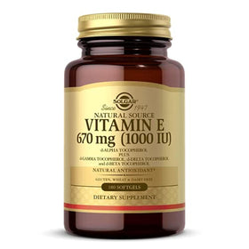 Solgar Vitamine E 670 mg capsules front view
