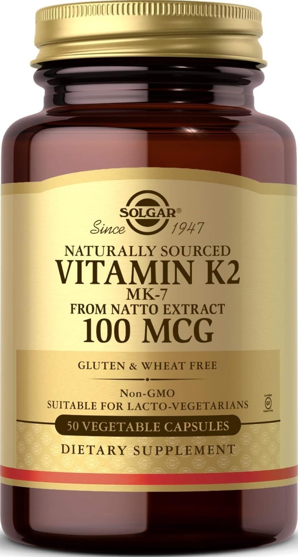 Solgar Vitamine K2 100 mcg capsules végétales vue de face