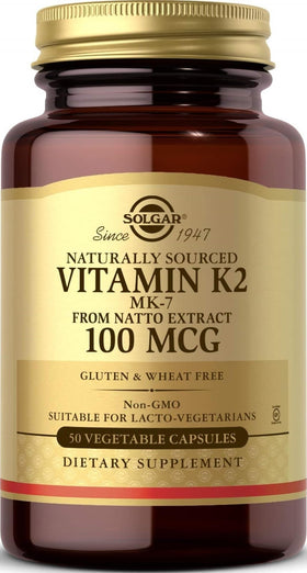 Solgar Vitamine K2 100 mcg capsules végétales vue de face