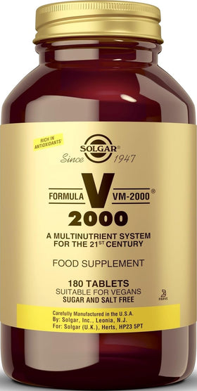 Solgar VM-2000 Multivitamines 180 comprimés, vue de face