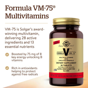 Solgar VM-75 Complément Alimentaire 90 Comprimés sur fond blanc