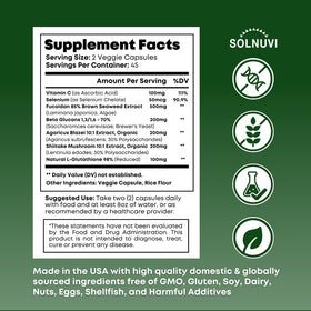SOLNUVI Beta Glucan & Fucoidan capsules avec étiquette