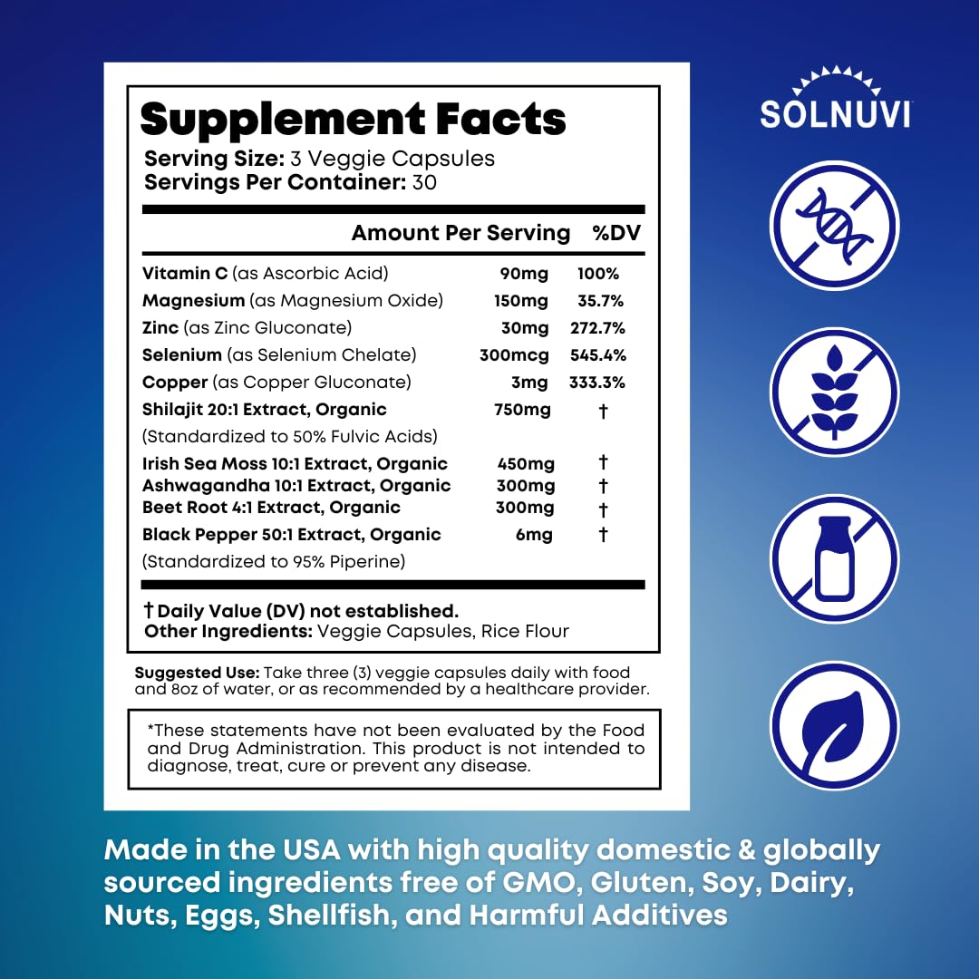SOLNUVI Shilajit capsules vue de côté
