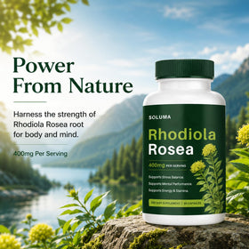 soluma Rhodiola Rosea 400mg Capsules, arrière du flacon