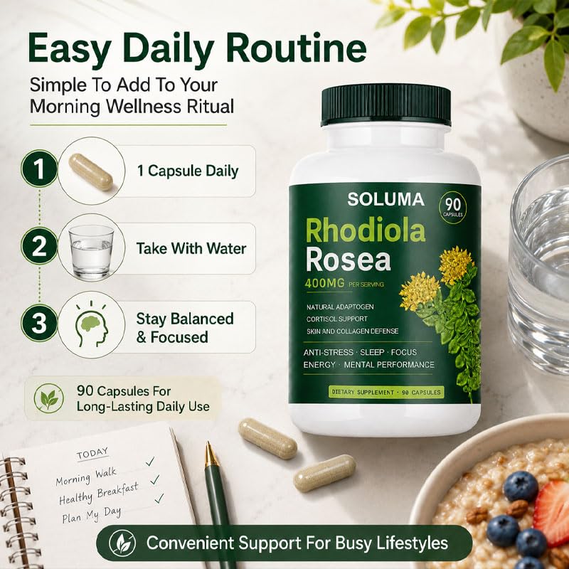 Soluma Rhodiola Rosea 90 capsules avec d'autres compléments alimentaires