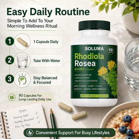 Soluma Rhodiola Rosea 90 capsules avec d'autres compléments alimentaires