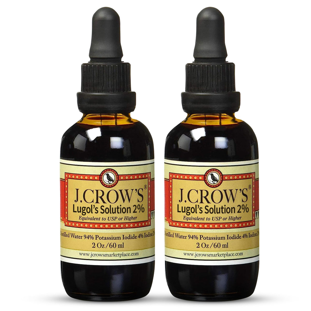 Solution d'iode Lugol's 2% J. CROW'S bouteille avant