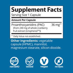 Solv Wellness Cranberry 36 mg PAC capsules sur une table
