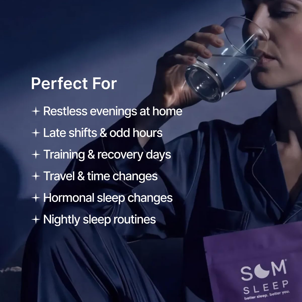 Som Sleep Poudre de Sommeil stick pack cerise sur une table de nuit