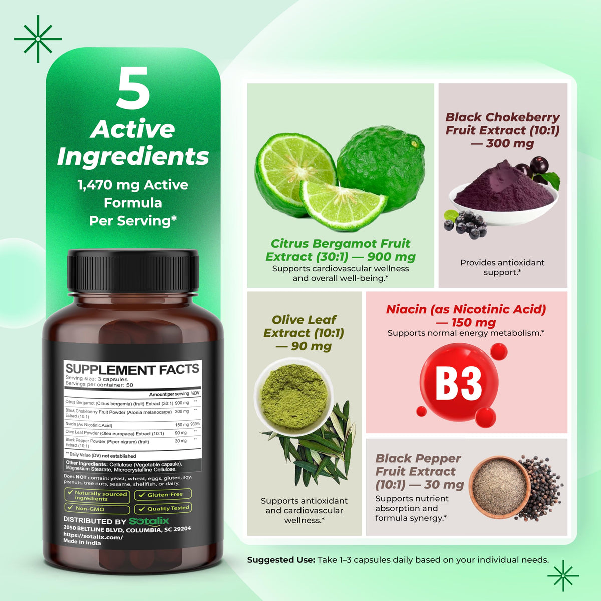 SOTALIX Citrus Bergamot 1470 mg ingrédients principaux