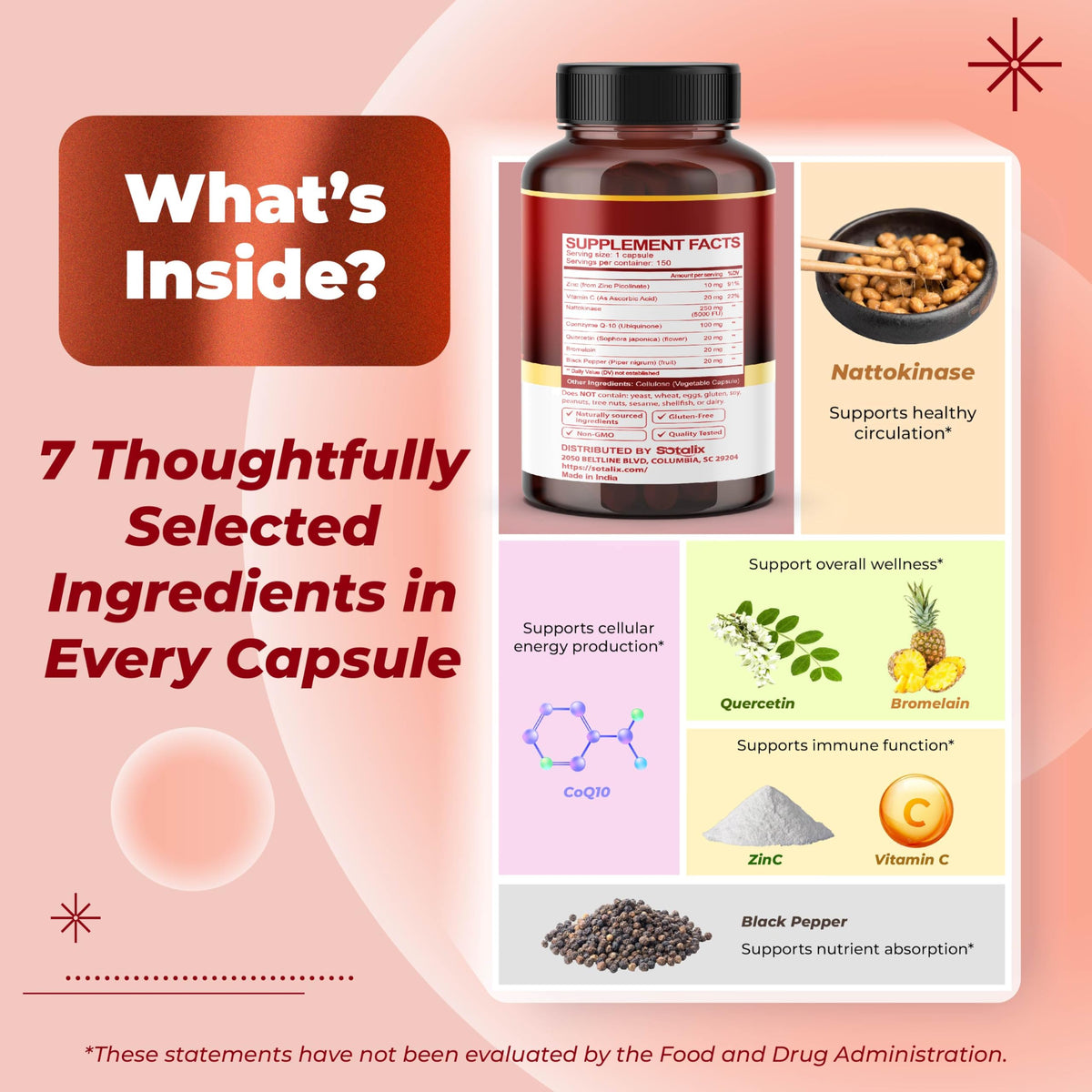 SOTALIX Nattokinase étiquette avec informations nutritionnelles