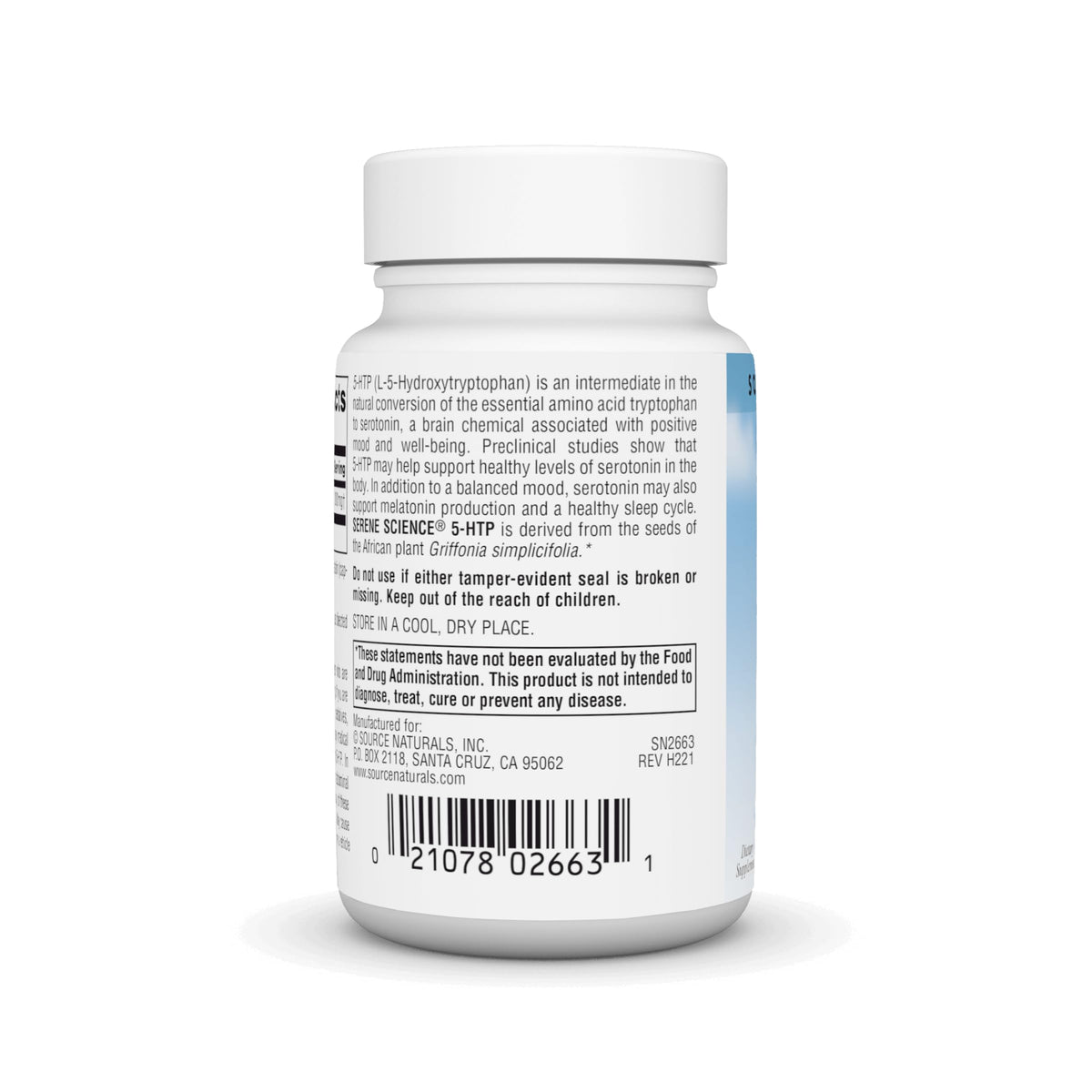 Source Naturals 5-HTP 200 mg 60 capsules sur une table