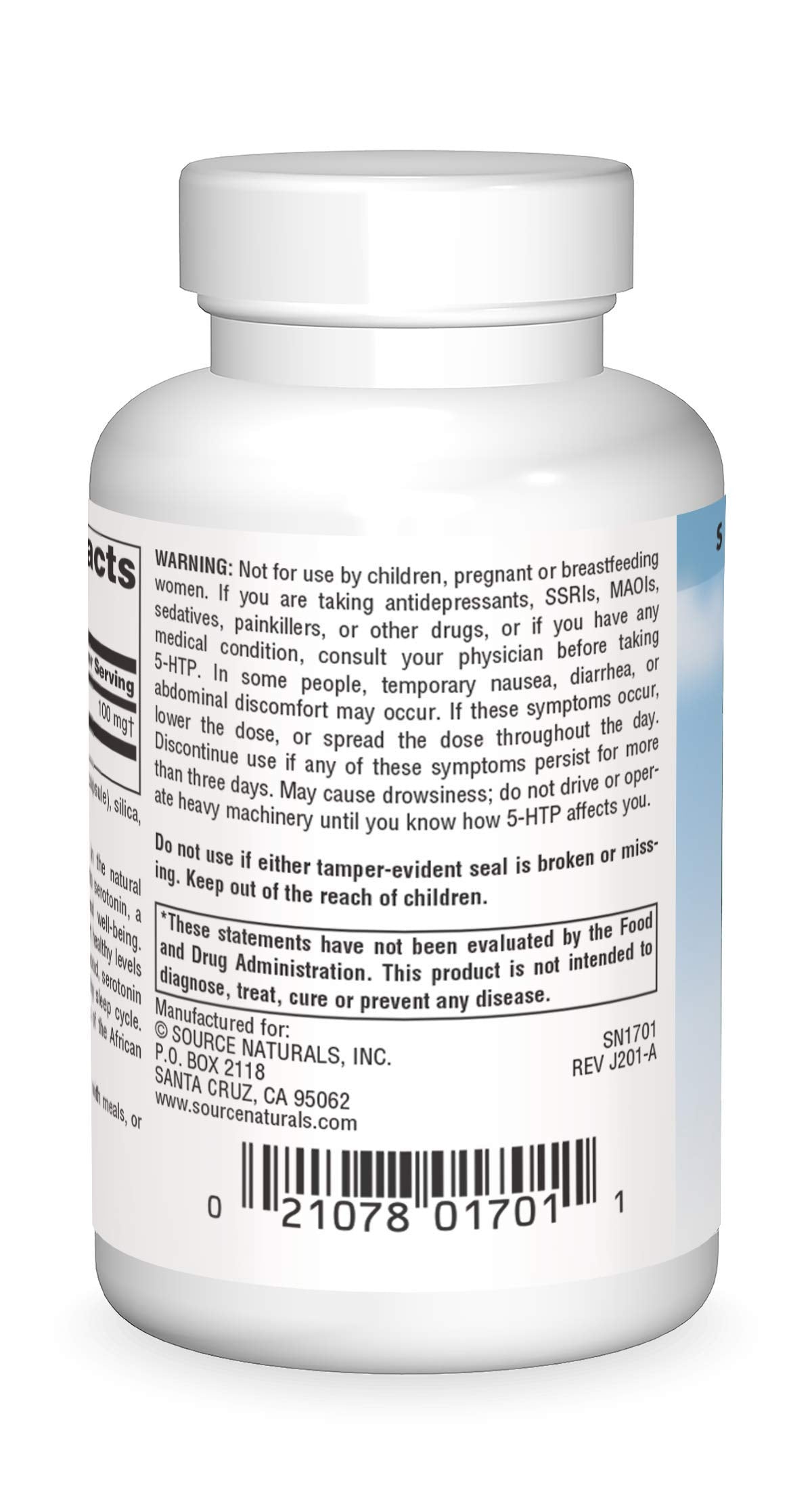 Source Naturals 5-HTP 50 mg contenant avec capsules