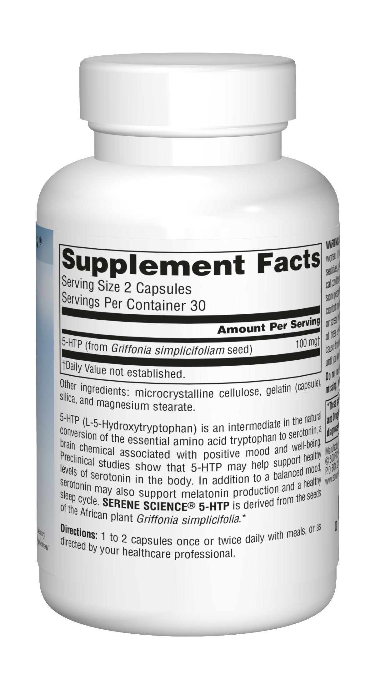 Source Naturals 5-HTP 50 mg étiquette de produit