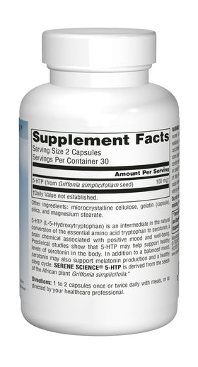 Source Naturals 5-HTP 50 mg étiquette de produit