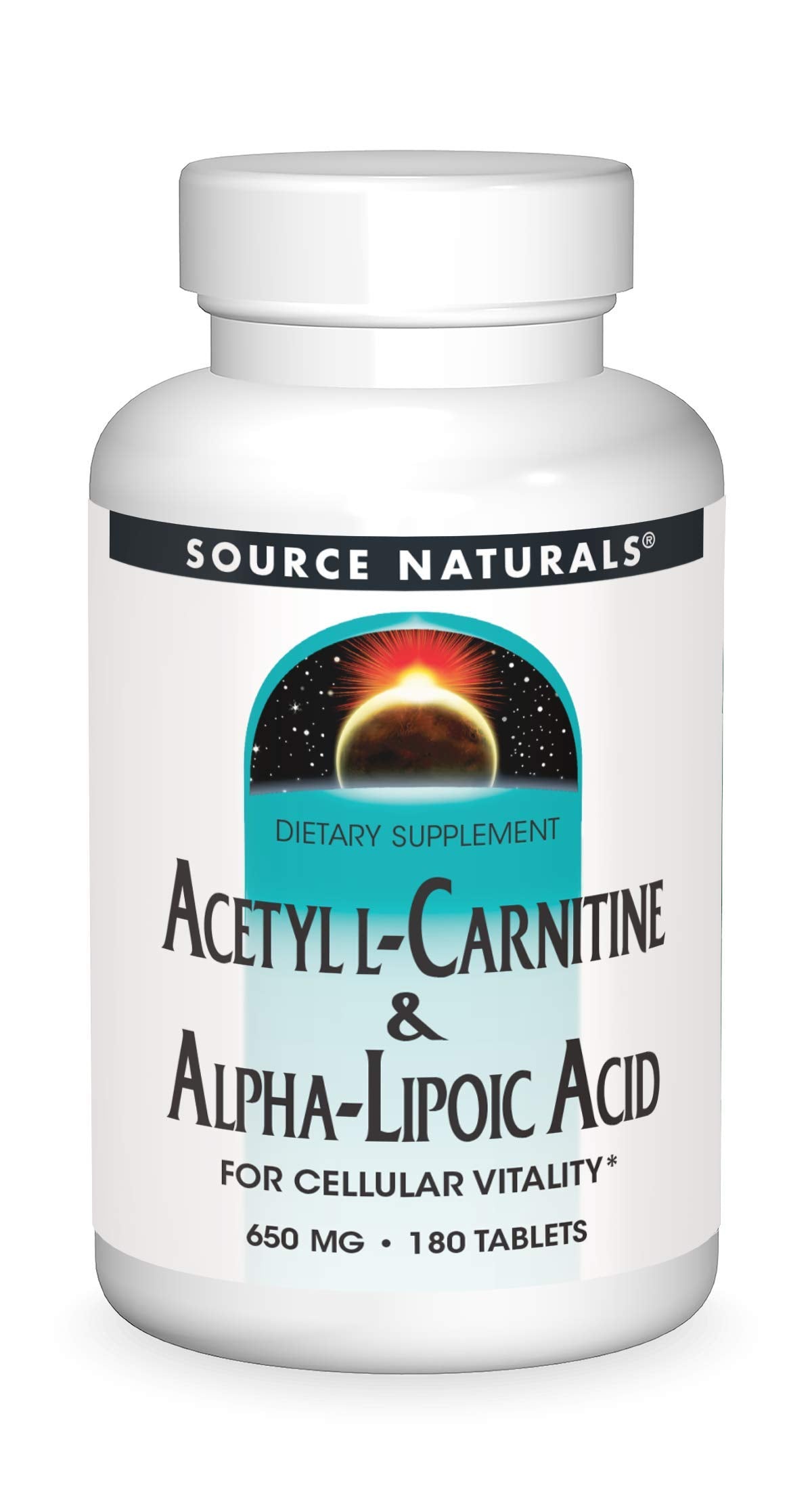 Source Naturals Acetyl L-Carnitine 650mg comprimés, boîte vue avant