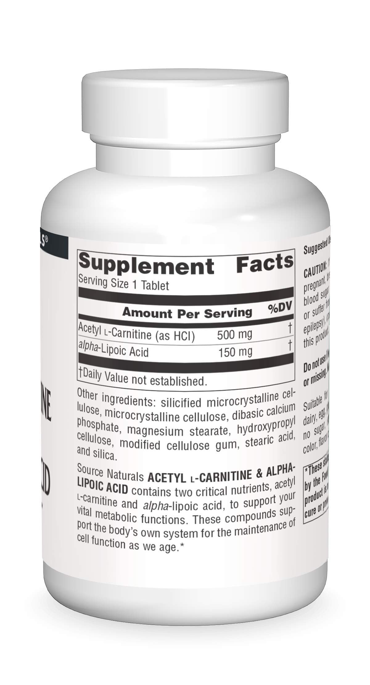 Source Naturals Acetyl L-Carnitine 650mg comprimés, dosage recommandé