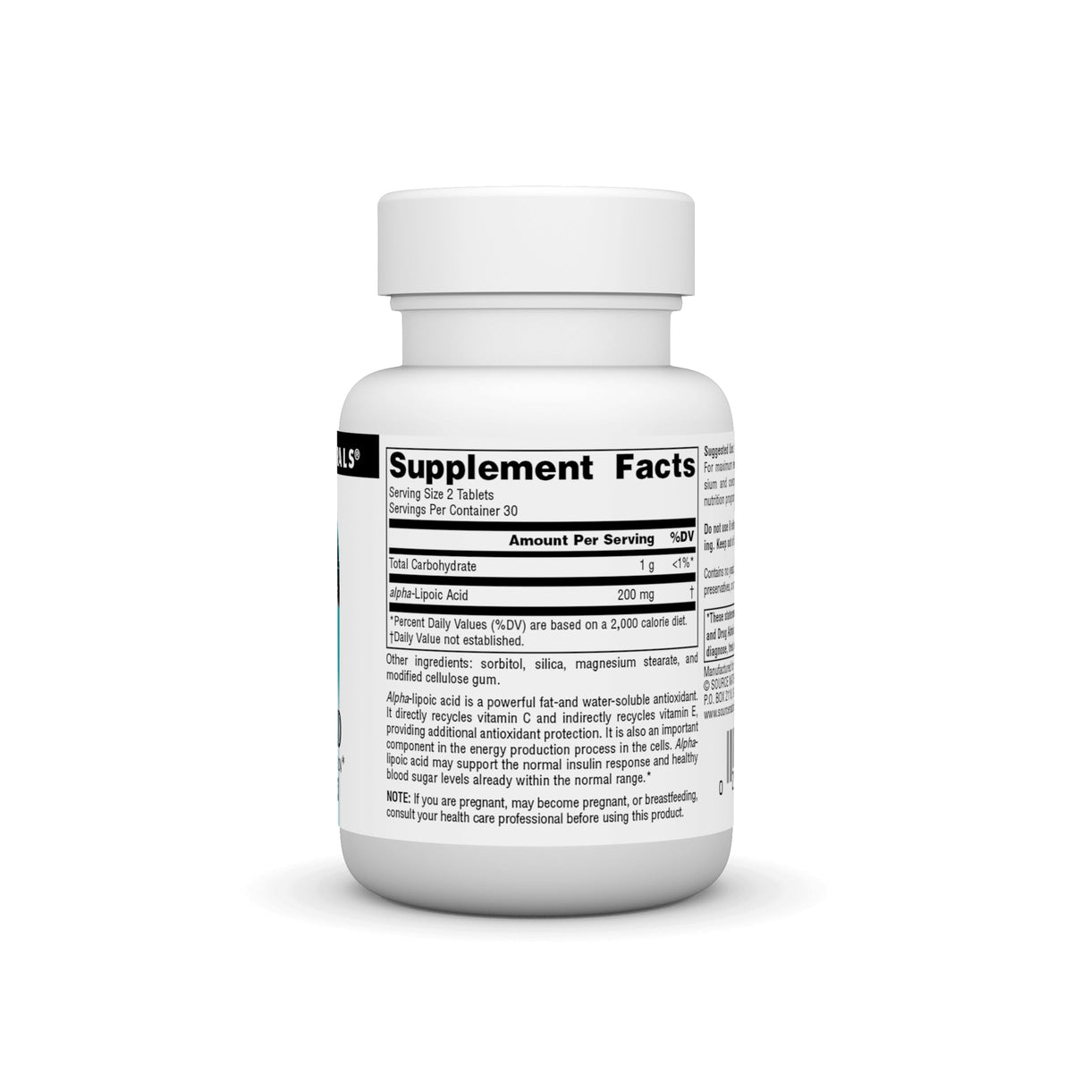 Source Naturals Acide Alpha-Lipoïque 100 mg comprimés dans la main