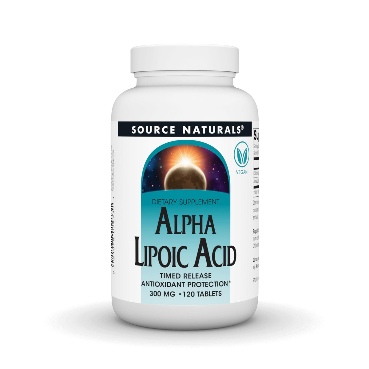 Source Naturals Acide Alpha-Lipoïque 300 mg 120 comprimés végétaliens vue de face