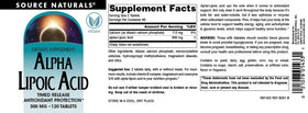 Source Naturals Acide Alpha-Lipoïque 300 mg avec des fruits frais en arrière-plan