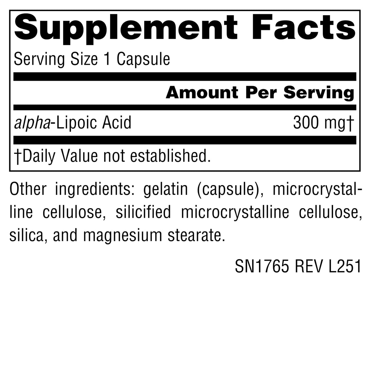Source Naturals Acide Alpha-Lipoïque 300 mg capsules arrière
