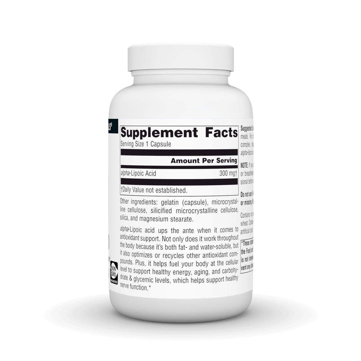 Source Naturals Acide Alpha-Lipoïque 300 mg capsules sur une table