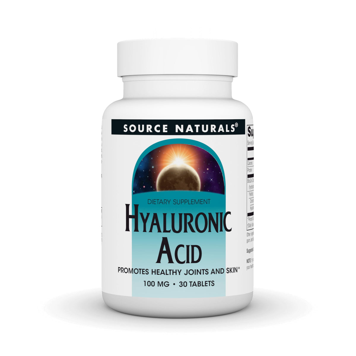 Source Naturals Acide Hyaluronique 100 mg comprimés face