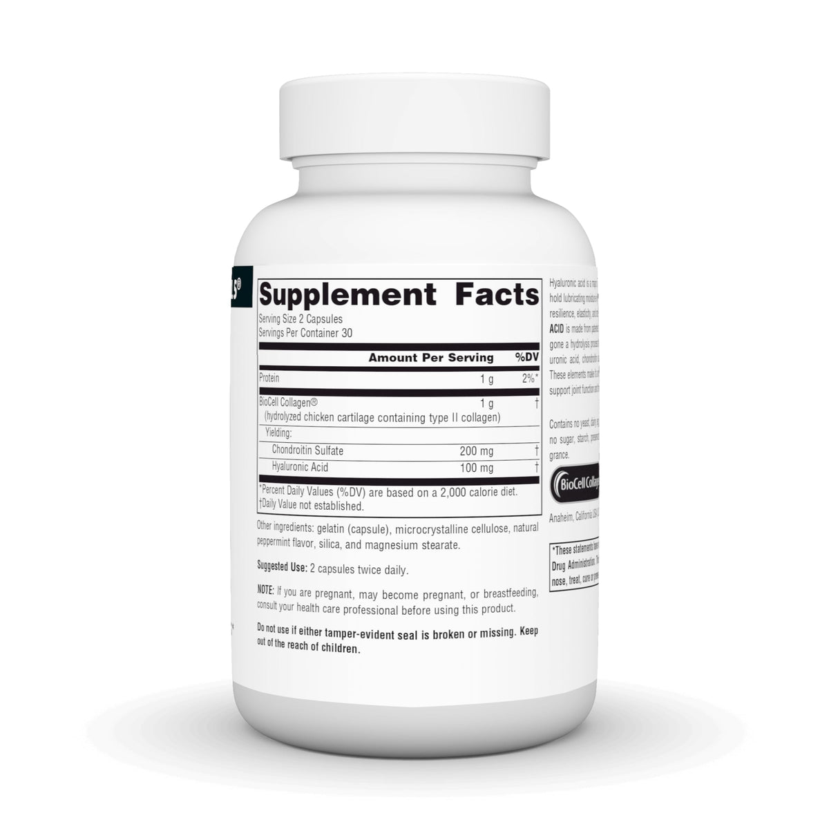 Source Naturals Acide Hyaluronique 50 mg - Capsules arrière