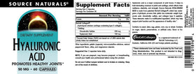Source Naturals Acide Hyaluronique 50 mg - Capsules sur une table