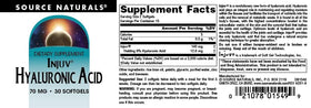 Source Naturals Acide Hyaluronique Injuv 70mg gélules molles, contenu des gélules