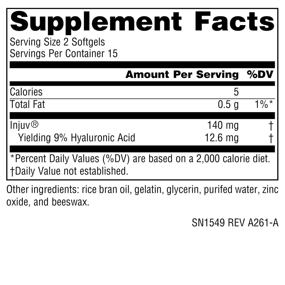 Source Naturals Acide Hyaluronique Injuv gélules molles sur une table