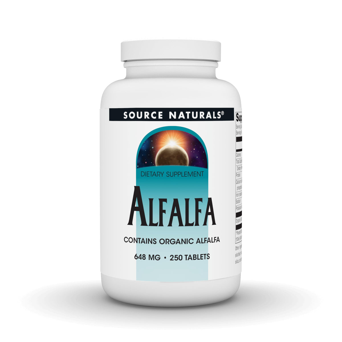 Source Naturals Alfalfa 648 mg 250 comprimés vue de face