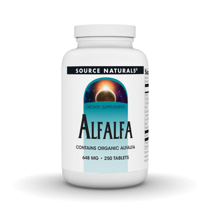 Source Naturals Alfalfa 648 mg 250 comprimés vue de face