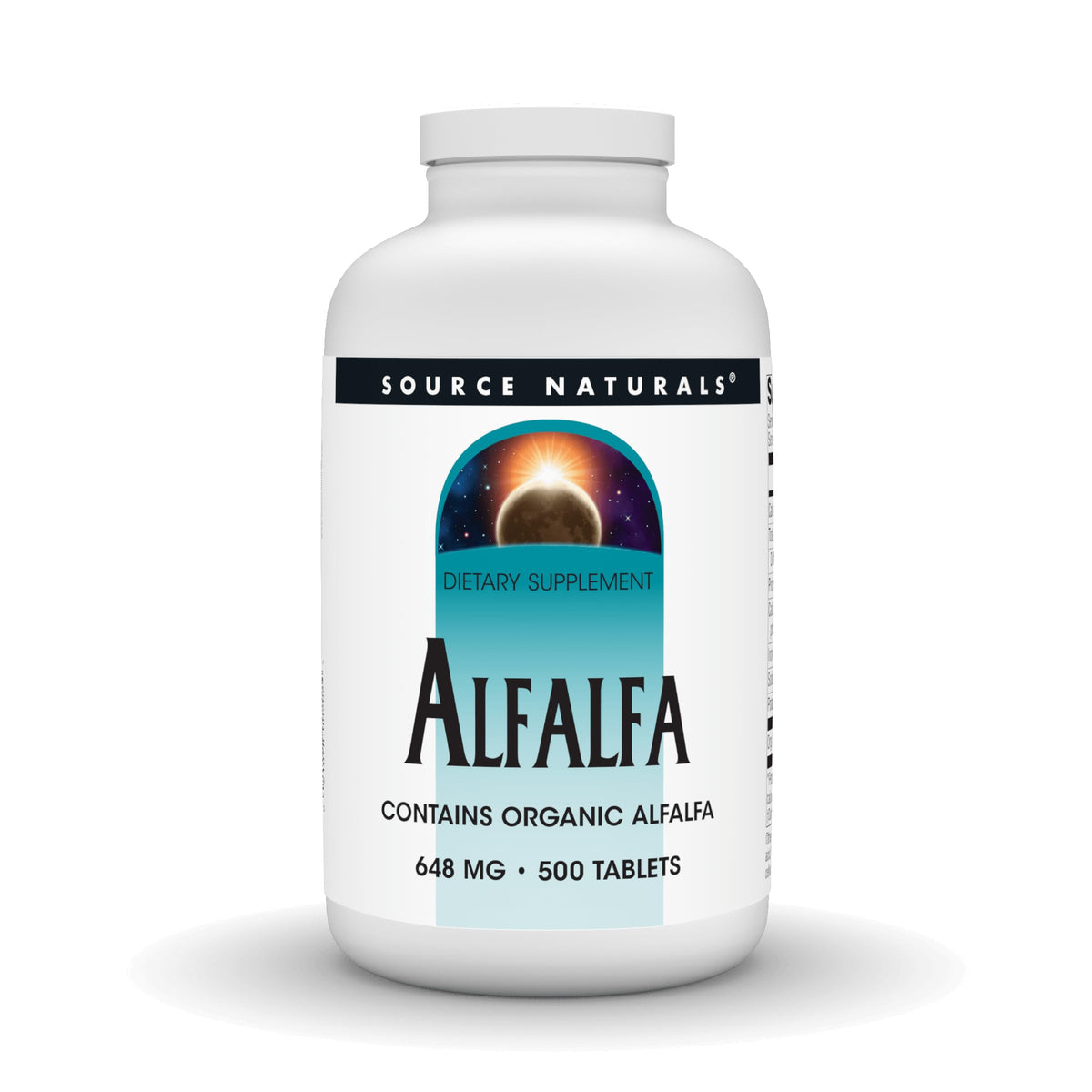 Source Naturals Alfalfa 648mg 500 comprimés vue de face