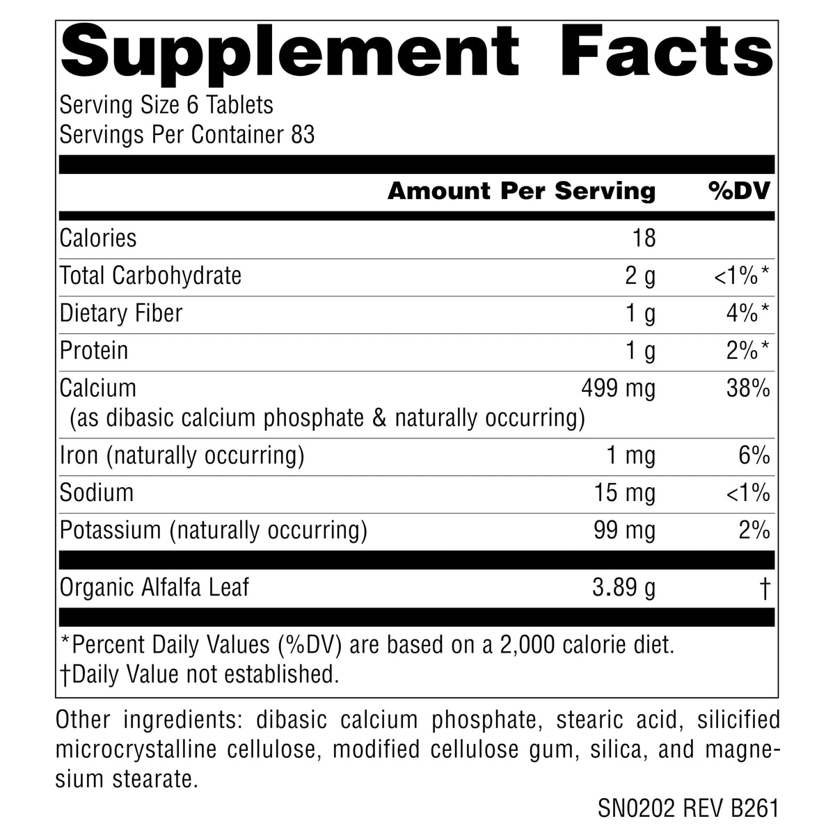 Source Naturals Alfalfa 648mg comprimés dans leur emballage