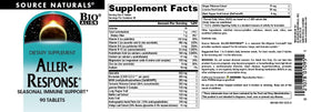 Source Naturals Aller-Response 90 comprimés avec étiquette