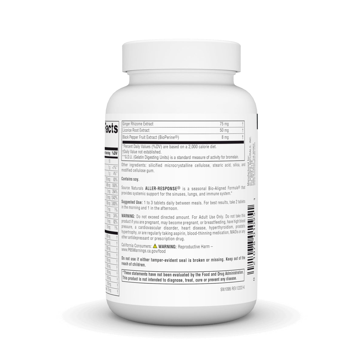 Source Naturals Aller-Response 90 comprimés vue de côté