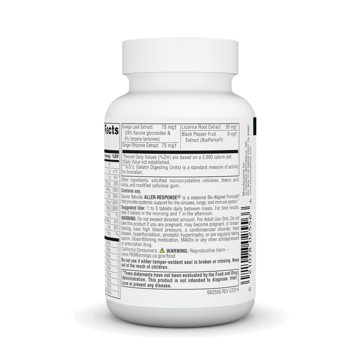 Source Naturals Aller-Response comprimés sur une table